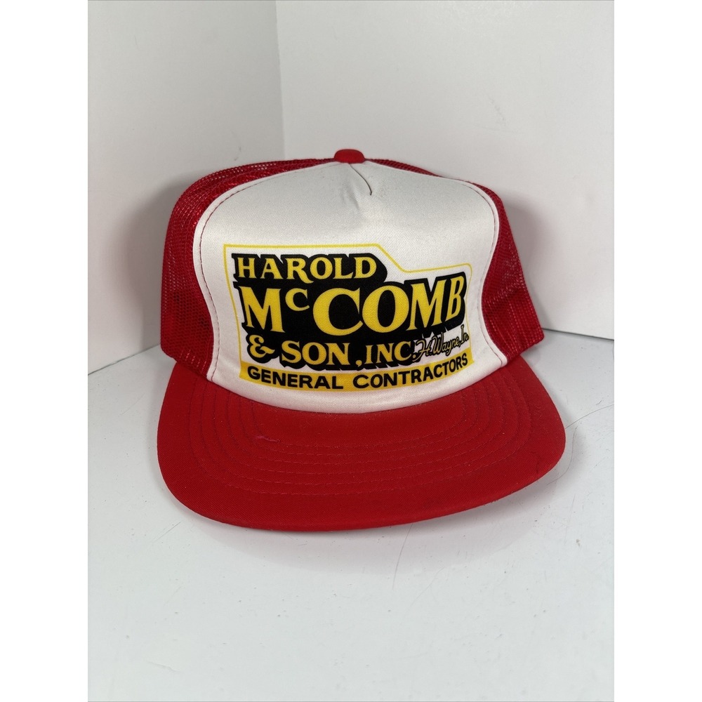 Vintage Harold Mccomb & Son Contractors Trucker Mesh Snapback Hat Advertising